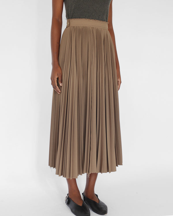 RESORT 2018 pleated skirt in mushroom brown polyester