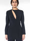 Tailored asymmetric cut out top in black stretch wool