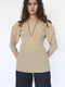 PLEATED TOP IN BEIGE MATTE POLYESTER