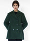 mid length coat in marled green fleece wool