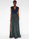 S/S 2011 Long Dress blue jersey and deep green pleated silk