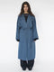 oversized belted robe coat in blue wool - cashmere