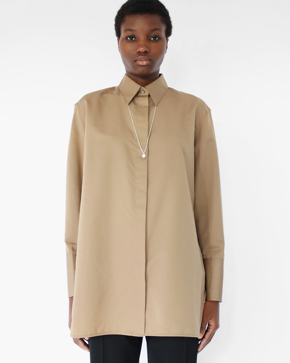 ‘Xime' shirt in taupe cotton / silk