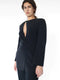 Tailored asymmetric cut out top in black stretch wool