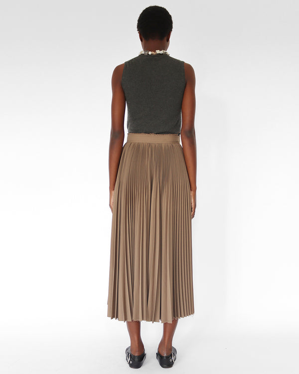 RESORT 2018 pleated skirt in mushroom brown polyester