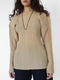 PLEATED TOP IN BEIGE MATTE POLYESTER