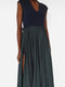 S/S 2011 Long Dress blue jersey and deep green pleated silk