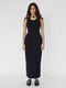 long double layer dress in black knit cotton / viscose