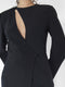 Tailored asymmetric cut out top in black stretch wool