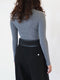 ribbed knit sweater in grey wool / silk / cashmere