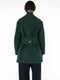 mid length coat in marled green fleece wool