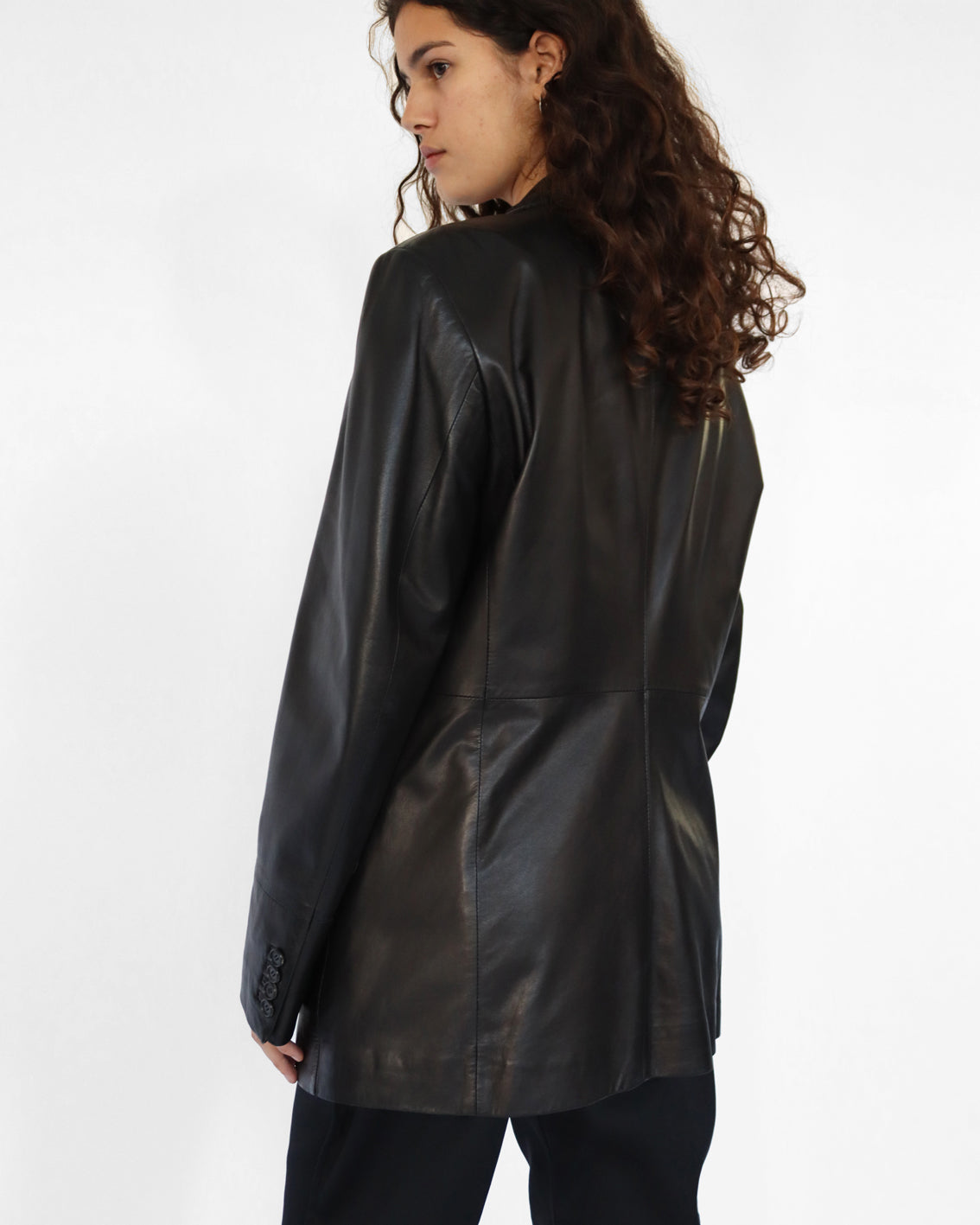 tailored jacket in black leather