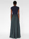 S/S 2011 Long Dress blue jersey and deep green pleated silk