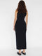 long double layer dress in black knit cotton / viscose