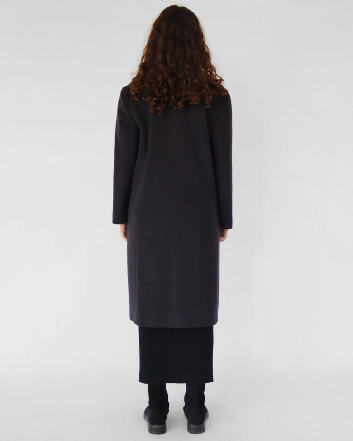 MID LENGTH CLASSIC COAT IN PURPLE WOOL / CASHMERE