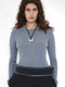 ribbed knit sweater in grey wool / silk / cashmere