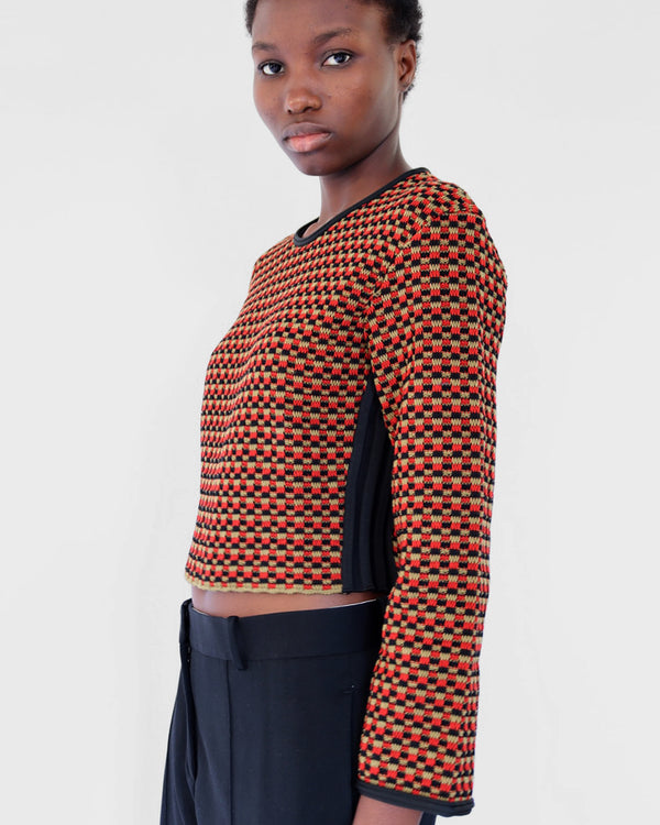 S/S 2016 CROPPED GRAPHIC KNIT IN MULTI COLOUR COTTON POLYAMIDE