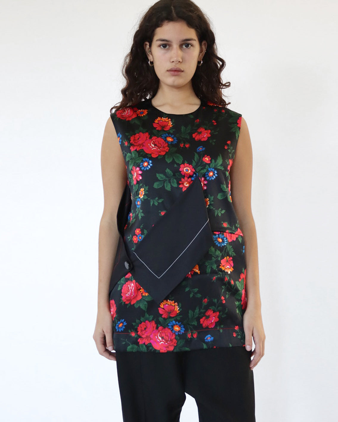 S/S 2015 tunic top in floral print silk