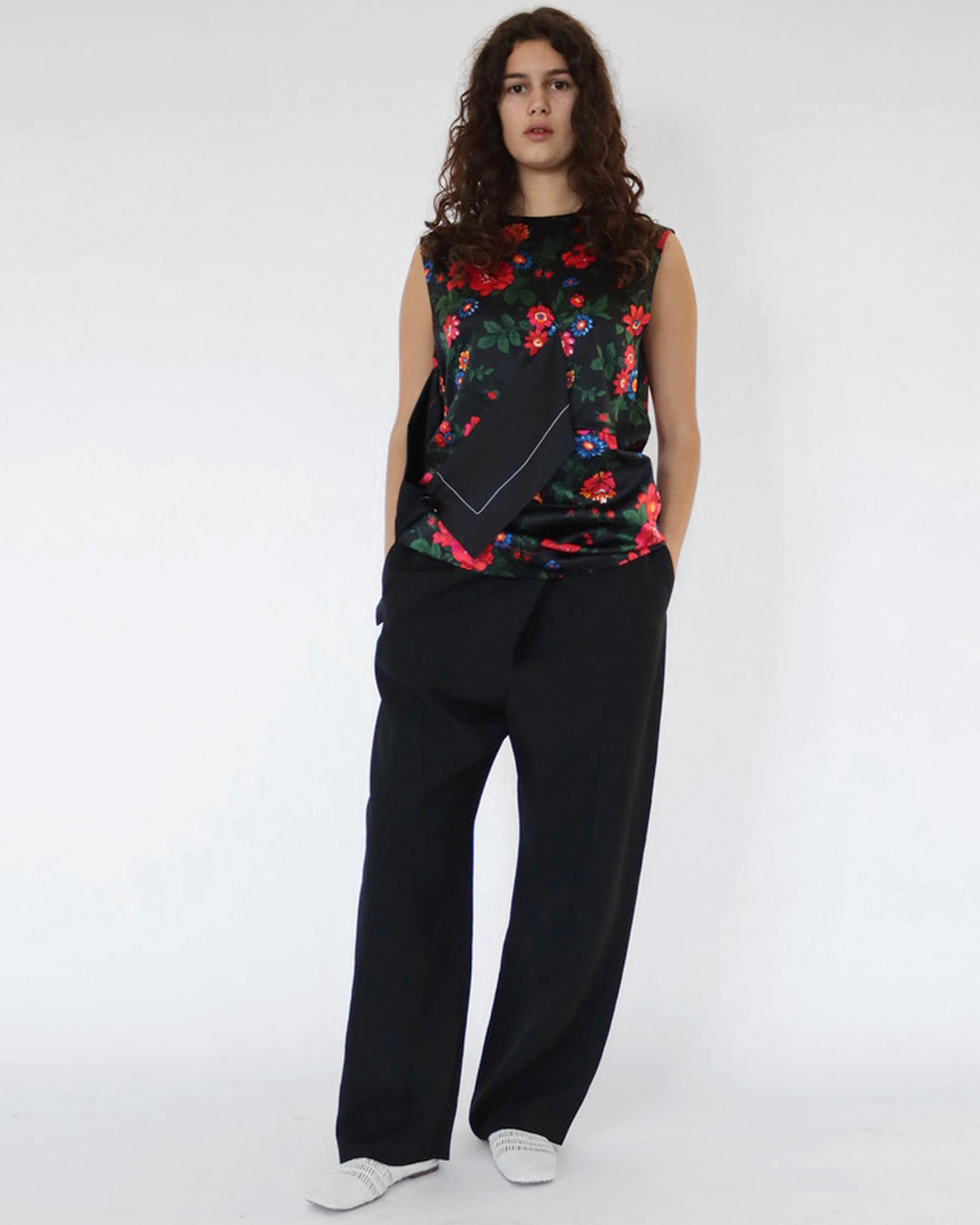 S/S 2015 tunic top in floral print silk