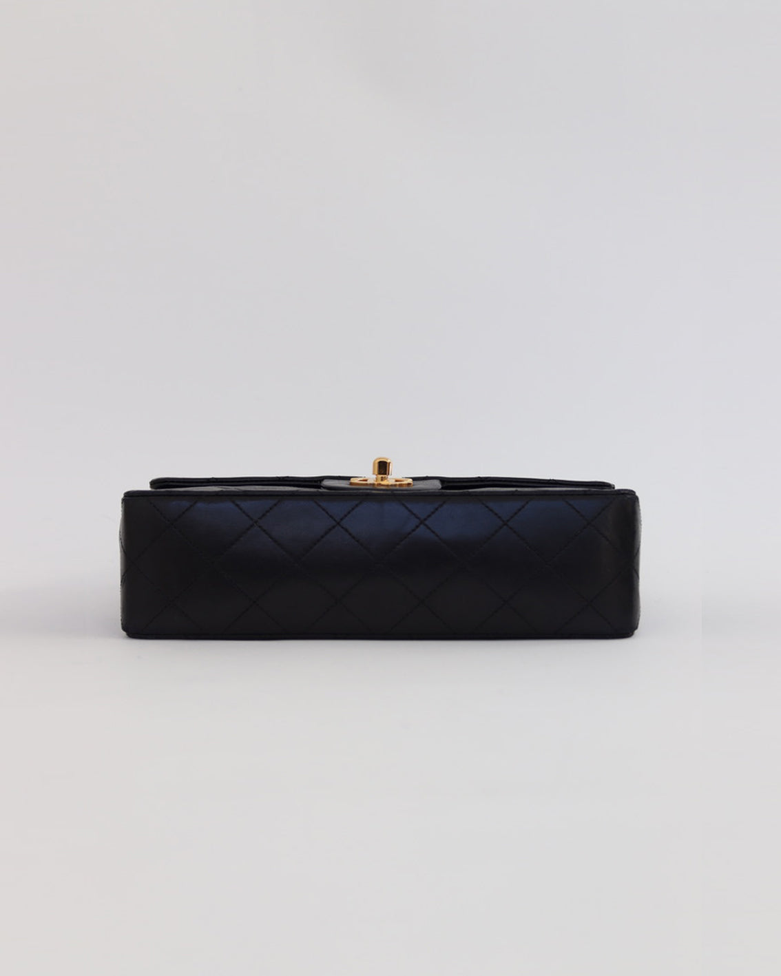 SMALL CLASSIC DOUBLE FLAP BAG IN BLACK LAMBSKIN WITH 24K GOLD PLATED HARDWARE