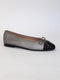 Classic Ballet Flats in dark silver and black leather