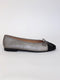 Classic Ballet Flats in dark silver and black leather