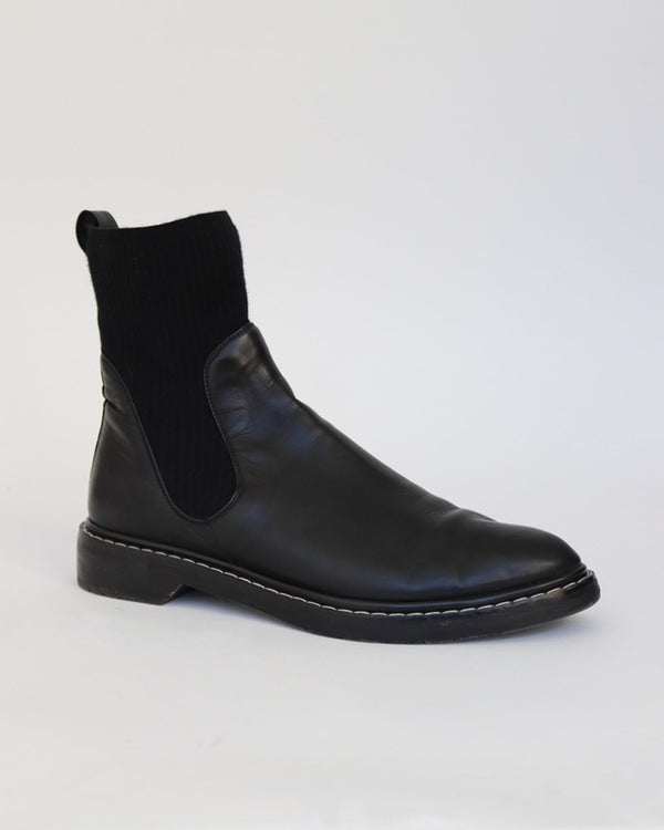 'FARA' BOOTS IN BLACK LEATHER AND CASHMERE