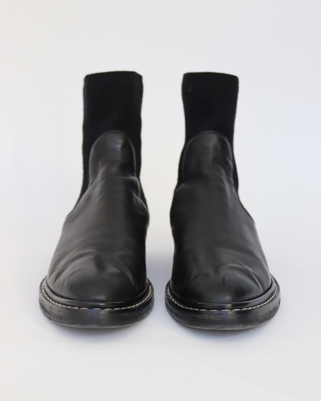 'FARA' BOOTS IN BLACK LEATHER AND CASHMERE