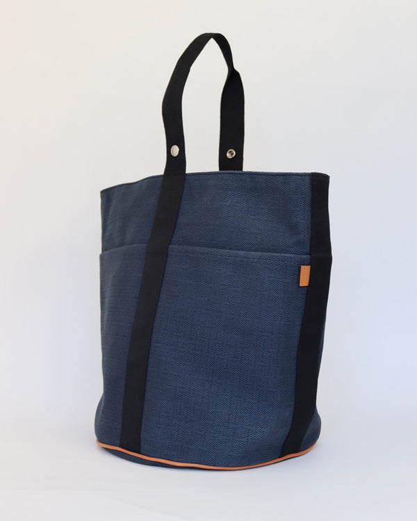 Saxo MM in navy Monogram Canvas with black strap.