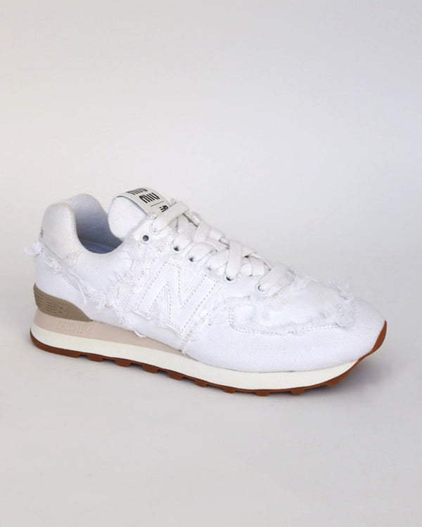 NEW BALANCE 574 white denim trainers