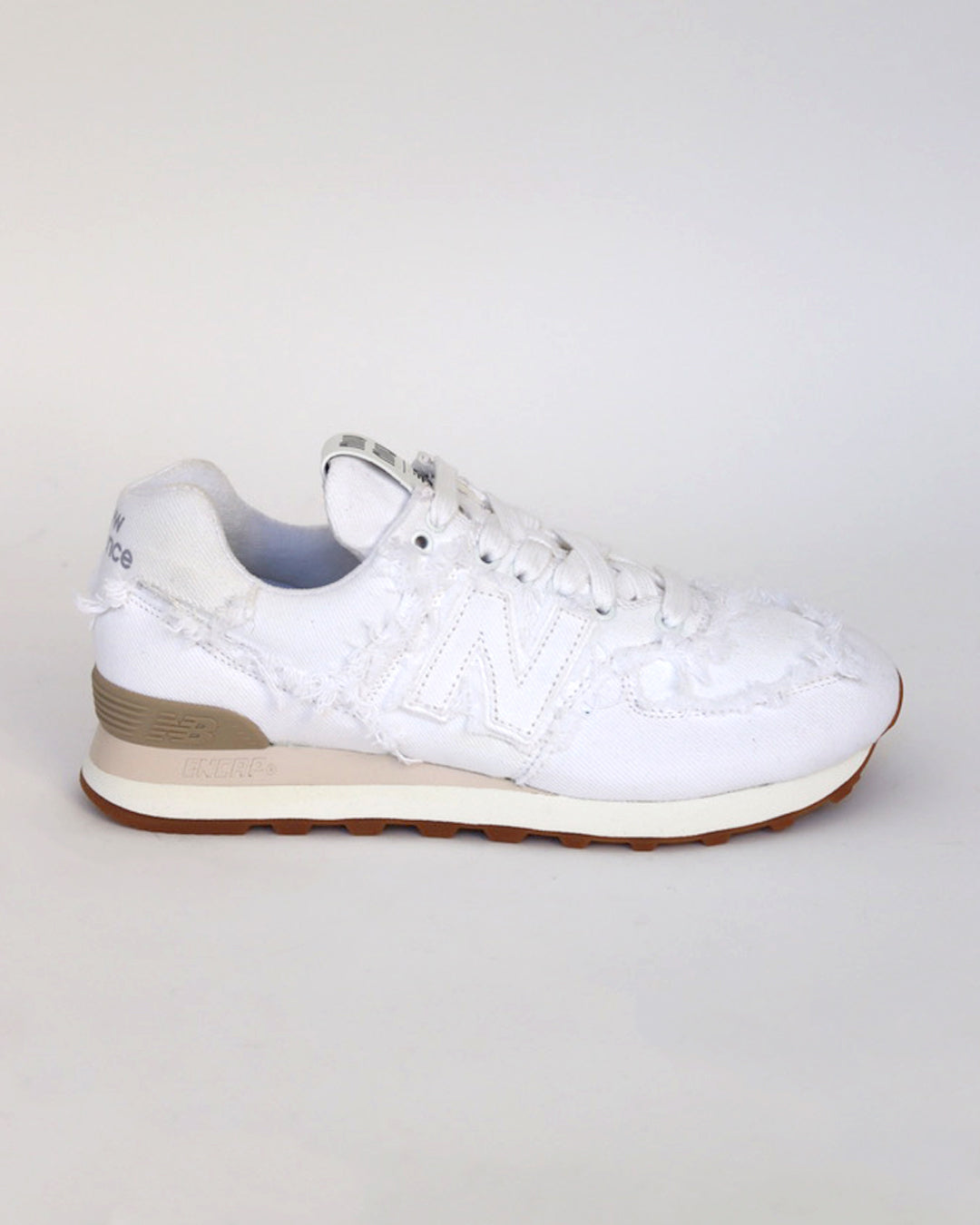 NEW BALANCE 574 white denim trainers