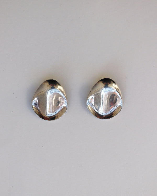 STERLING SILVER curved orecchiette earrings