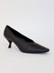 ALMOND TOE GRAPHIC HEEL PUMPS IN BLACK LEATHER