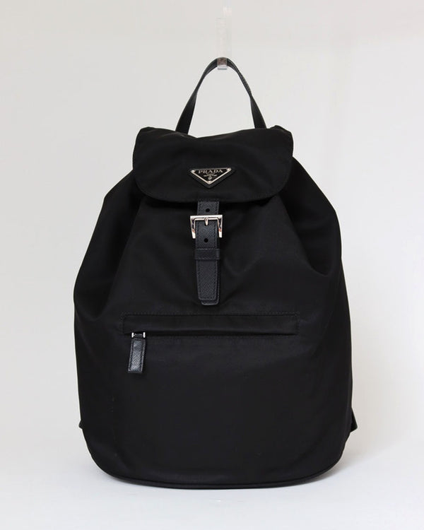 Vela tessuto backpack in black nylon and leather