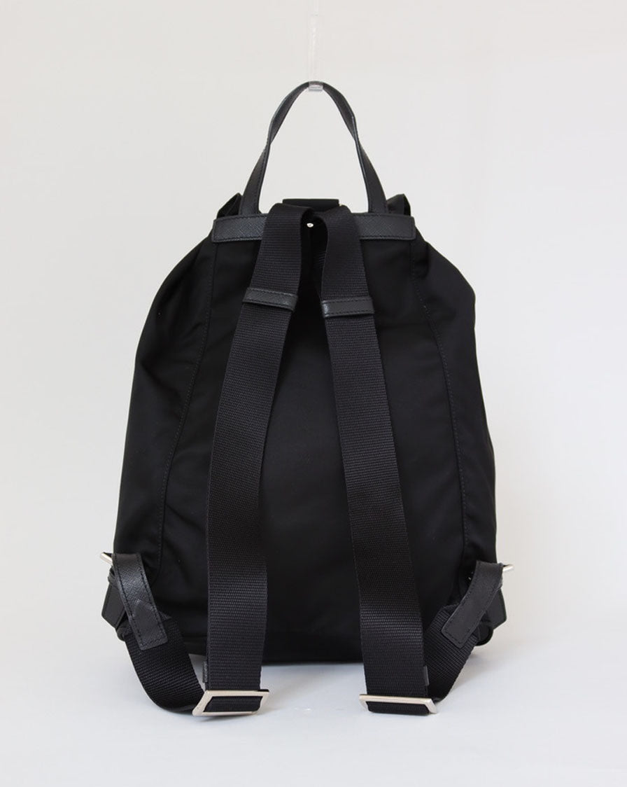 Vela tessuto backpack in black nylon and leather