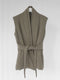 PADDED WRAP VEST in grey green viscose wool jersey