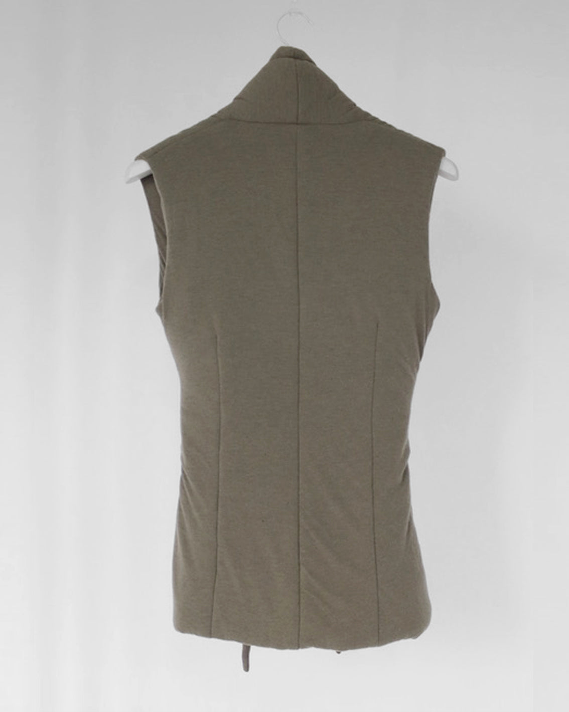 PADDED WRAP VEST in grey green viscose wool jersey