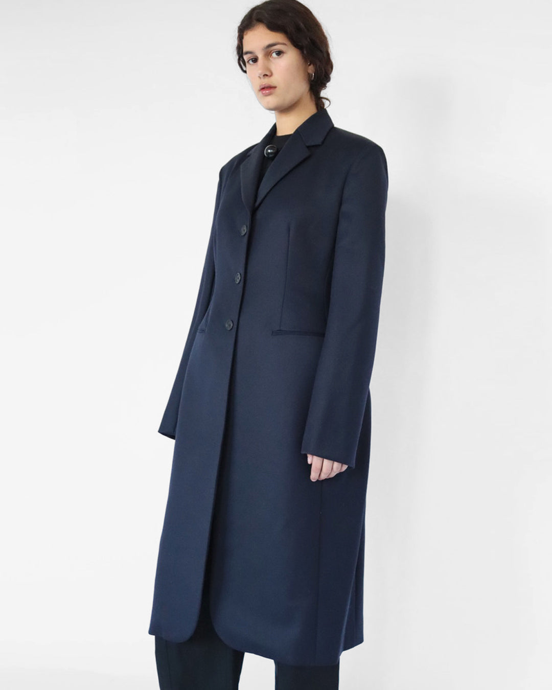 S/S 2020 'Panois' mid length coat in navy wool