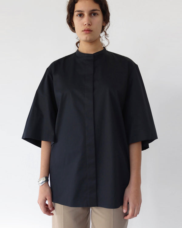 ‘Raul' shirt in black stretch cotton