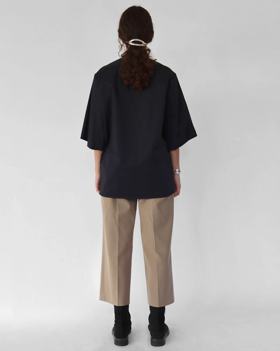 ‘Raul' shirt in black stretch cotton