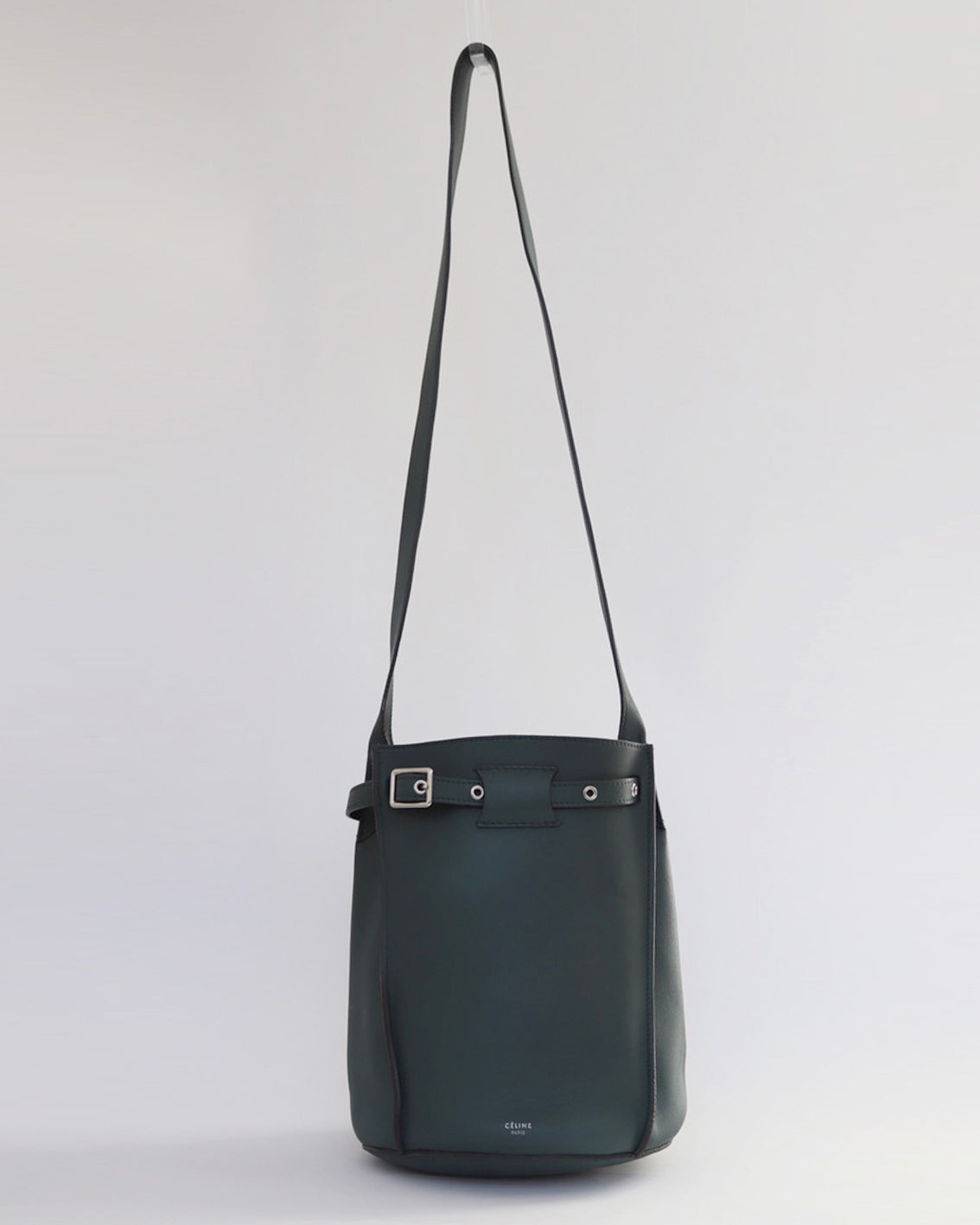 Big Bucket Bag in Dark Green Leather