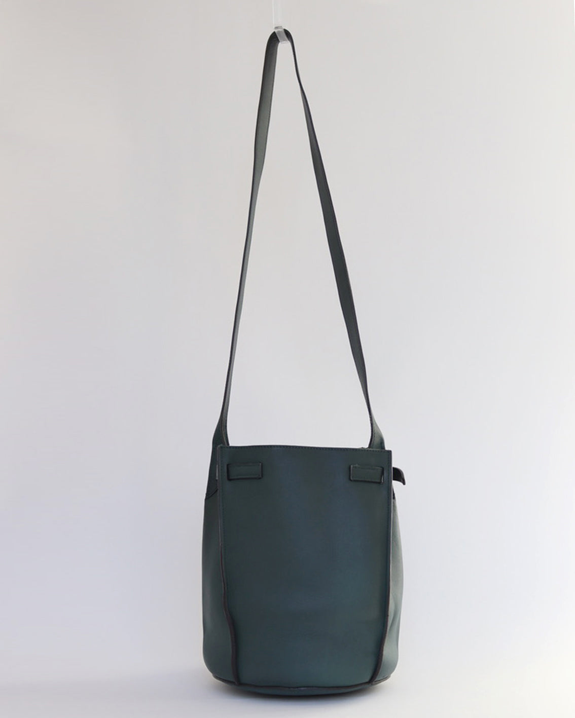 Big Bucket Bag in Dark Green Leather