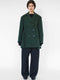 mid length coat in marled green fleece wool