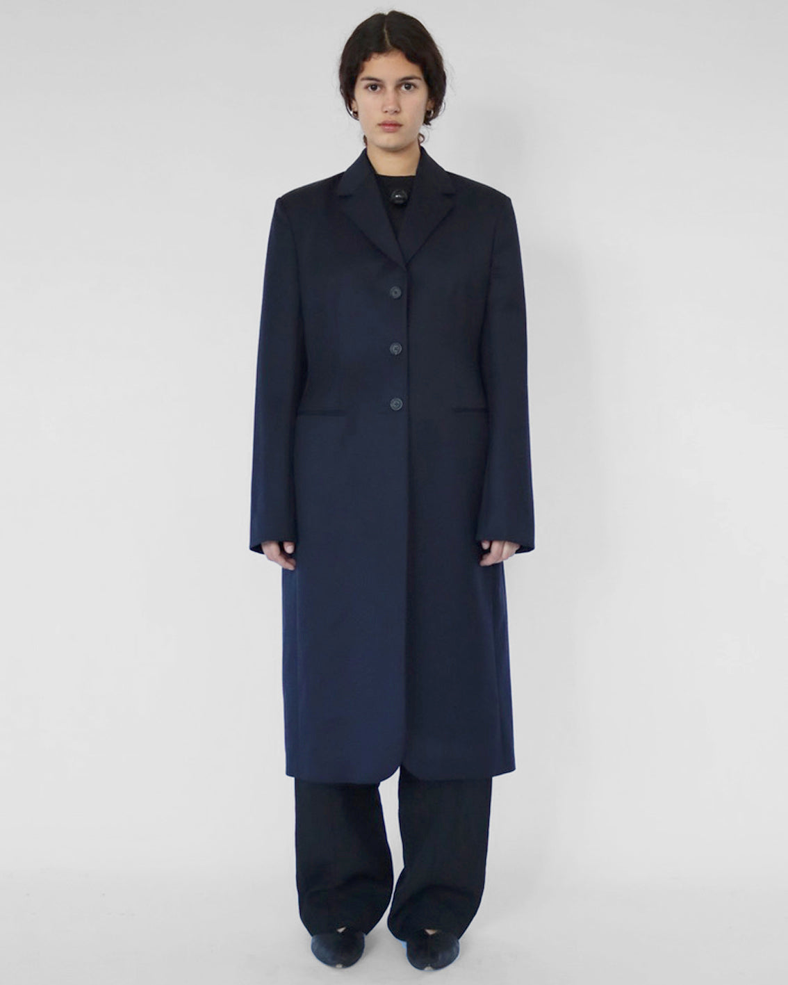 S/S 2020 'Panois' mid length coat in navy wool